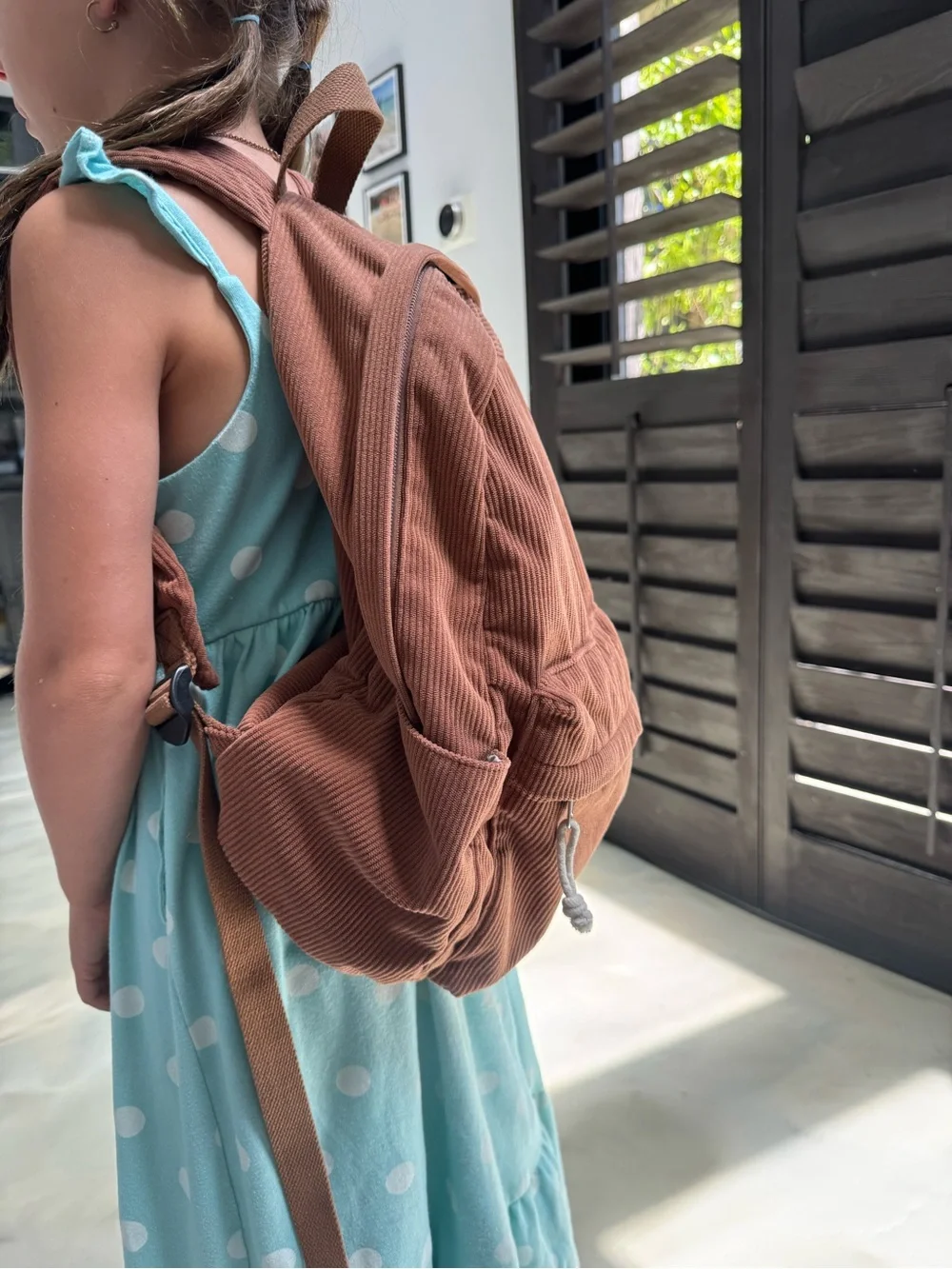 Corduroy Backpack for Women in Brown - Casual Everyday Pack